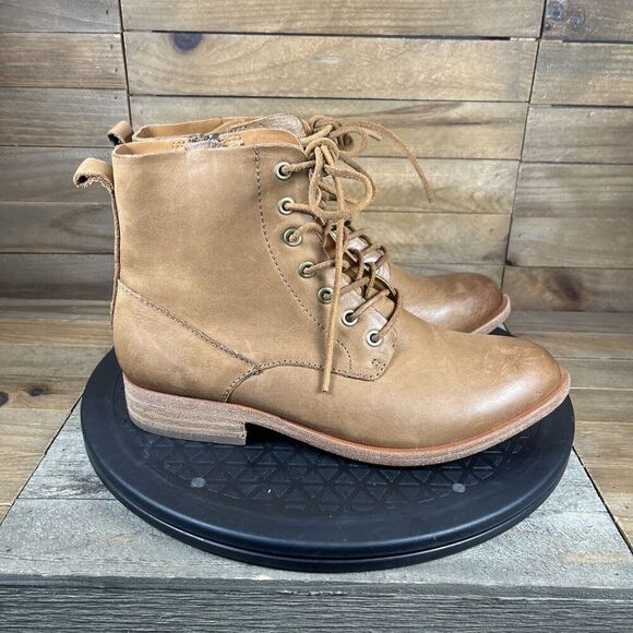 Kork-Ease Womens Size US 6 M Violeta Tan Lace Up Ankle Boots Leather Side Zip - Picture 1 of 10